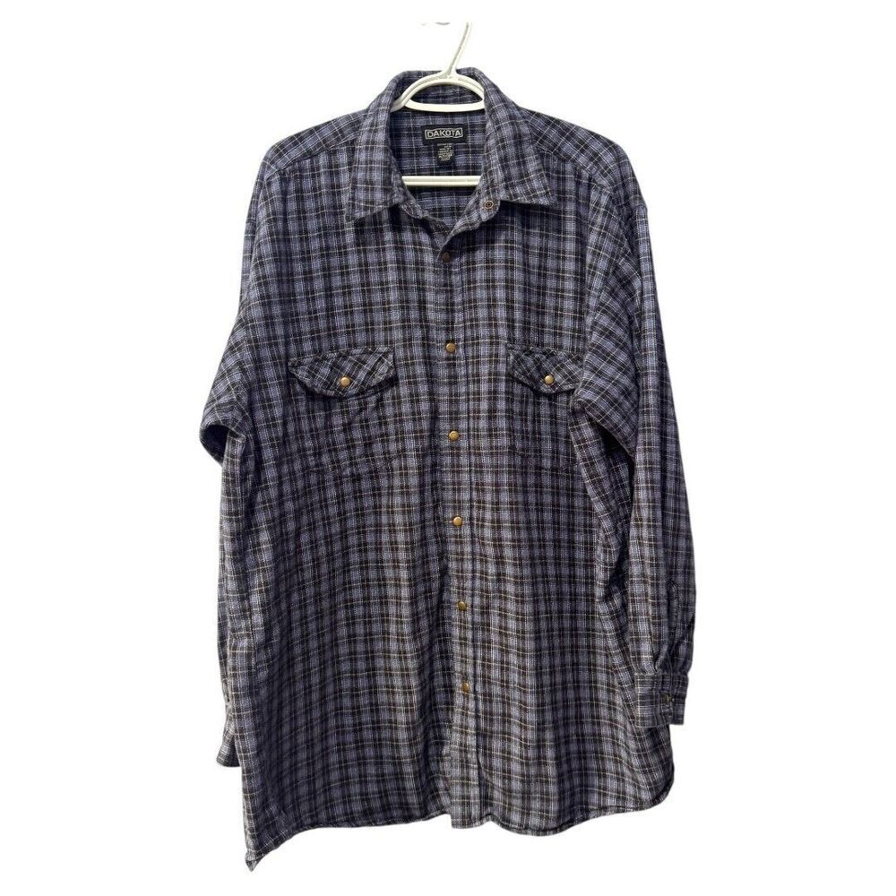 Dakota men's flannel plaid shirt XLT snaps‎